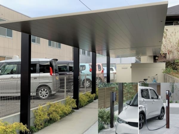 Mái che nhà xe ô tô Carport SC sử dụng cho trạm sạc xe điện